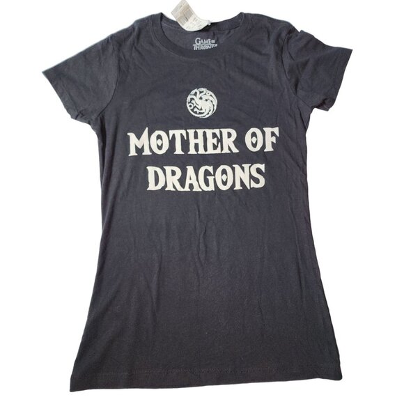 Women's New Game of Thrones HBO Mother of Dragons Baby Tee XS T-shirt Black Top - Picture 1 of 4